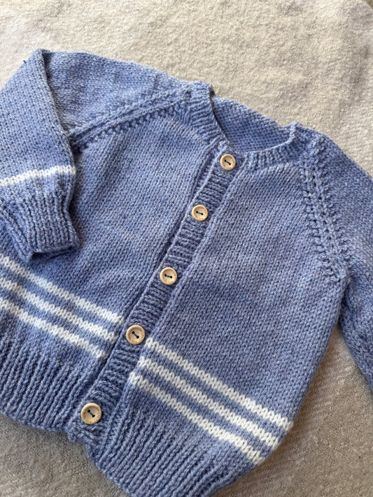1-2 years blue & cream stripe cardigan