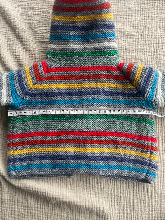 1-2years multicoloured striped cardigan with matching mittens