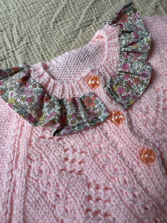 1-2 years pale pink cardigan with collar