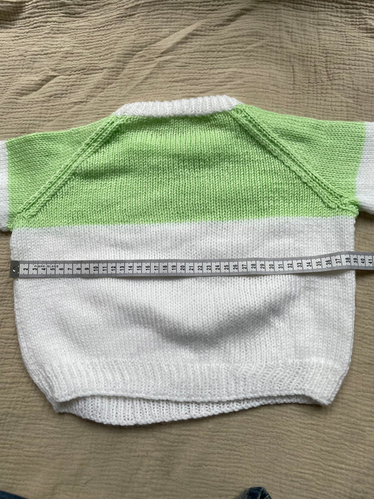2-3 years white and lime jumper