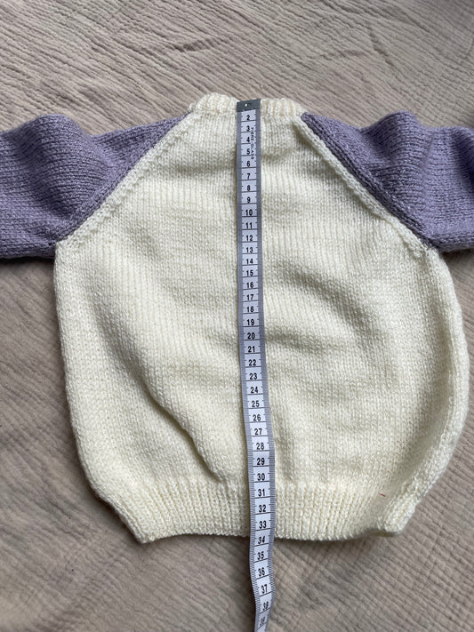 12-18m cream jumper with light purple sleeves