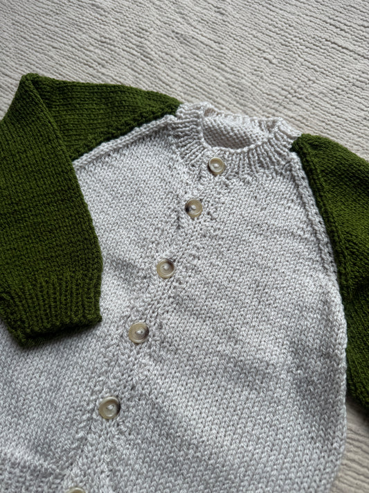 1-2years parchment with olive cardigan