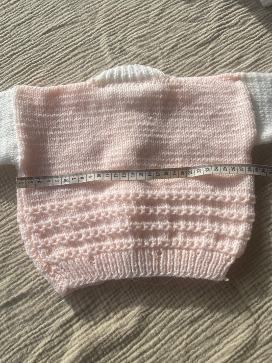 9-12m white and peach cardigan
