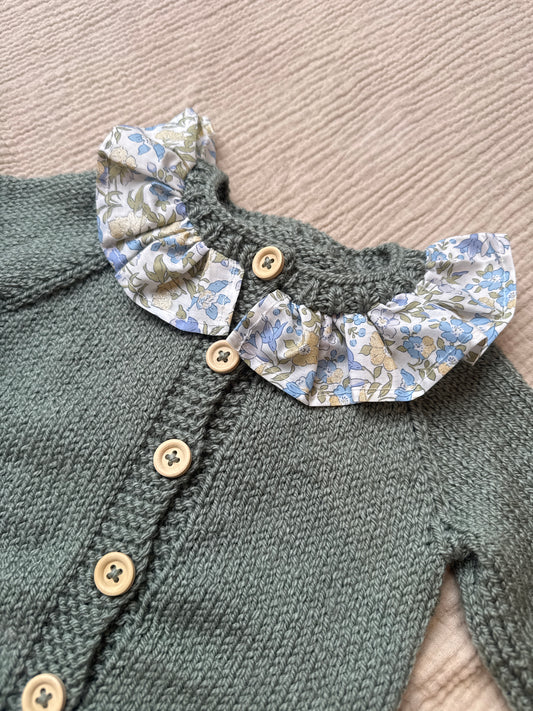 3-6m sage with liberty collar cardigan