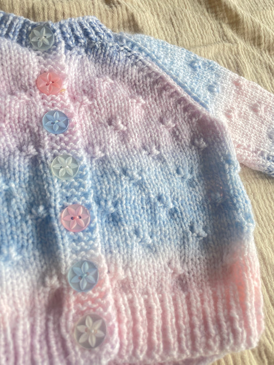 3-6m pink and blue ombré cardigan