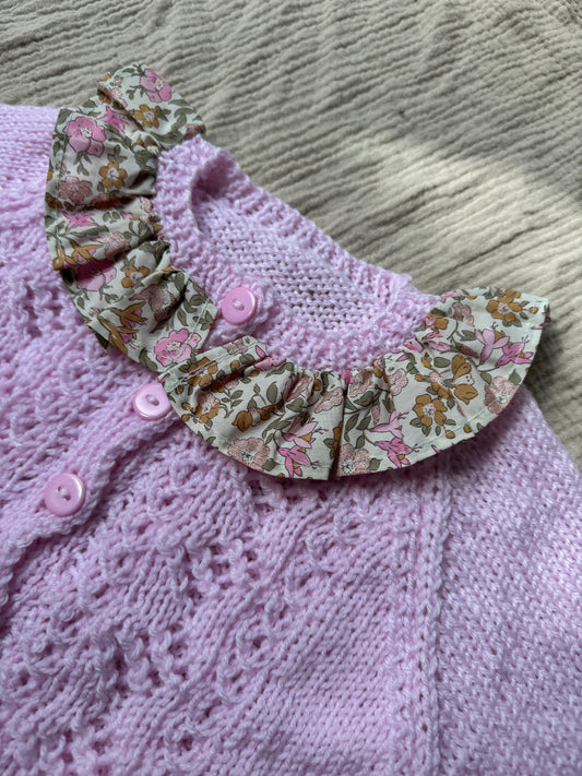 1-2 years powder pink cardigan with liberty collar