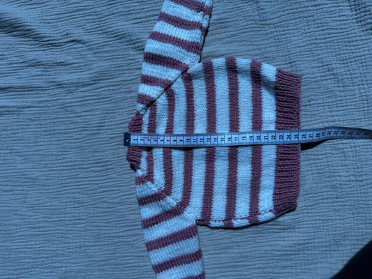 0-3m pale rose & cream stripe cardigan