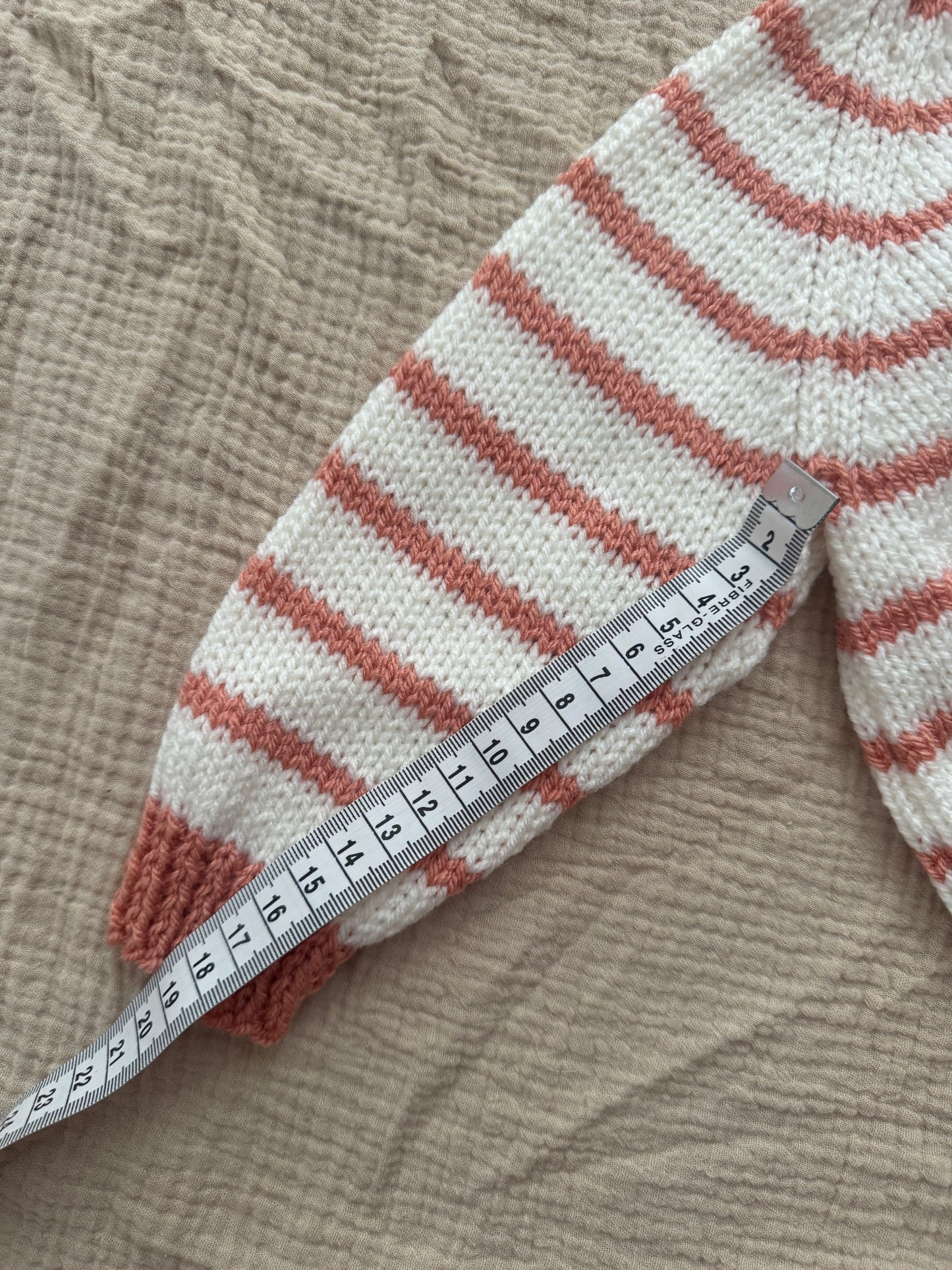 6-12months vintage peach and cream stripe cardigan