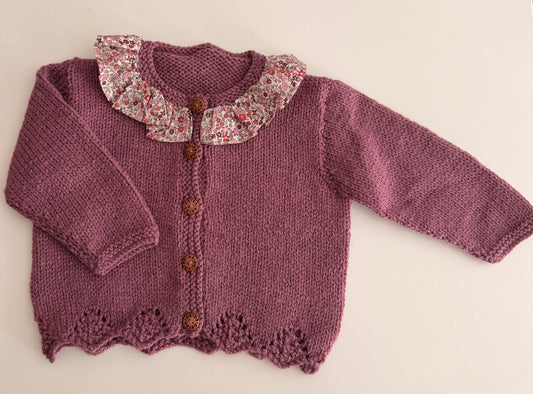 6-12 grape cardigan with liberty collar