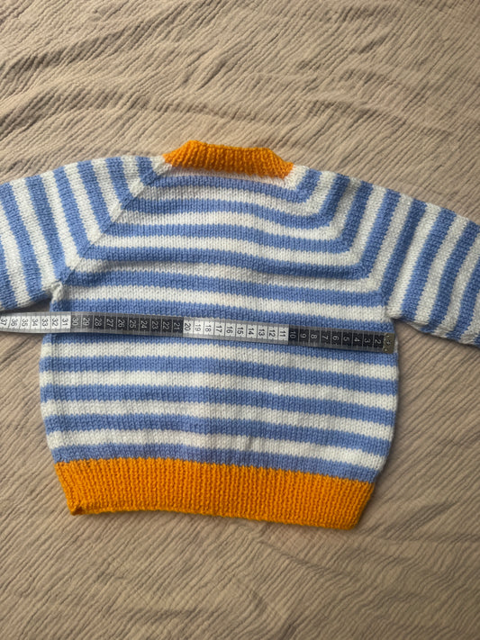 1-2 years blue/white striped cardigan