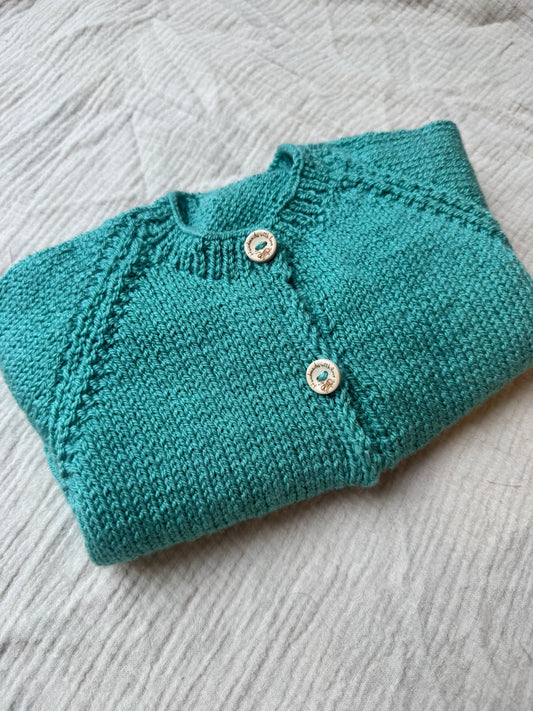 6-12m sage blue cardigan
