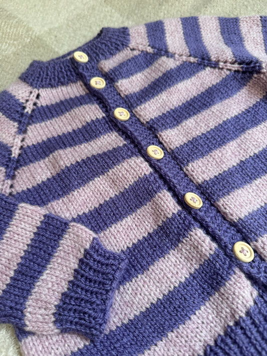 9-15m purple stripe cardigan