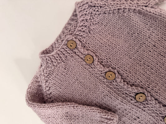 0-3m mushroom cardigan (lilac undertone)