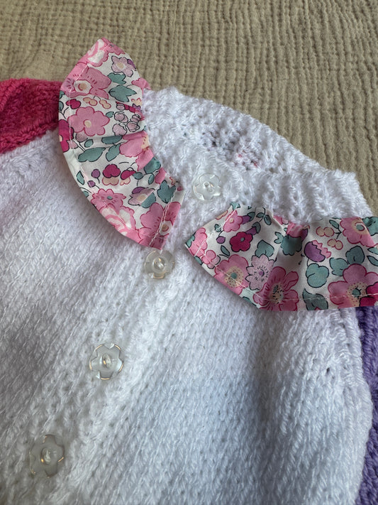 0-1m colour block with liberty collar cardigan