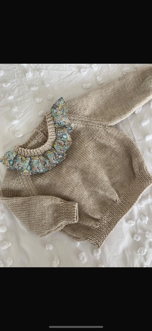 Knitted to order liberty collar personalised cardigan/jumper