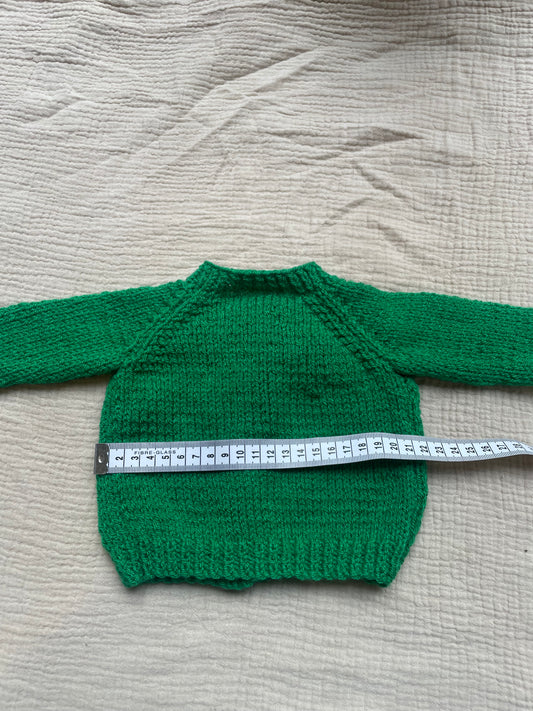 small 0-3m Christmas green cardigan