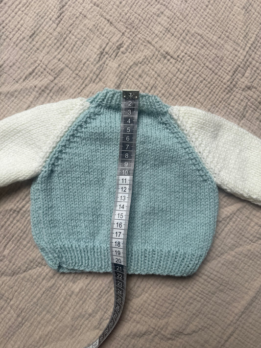 0-1m duck egg and cream cardigan