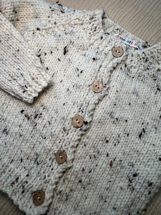 3-6m neutral fleck Aran cardigan