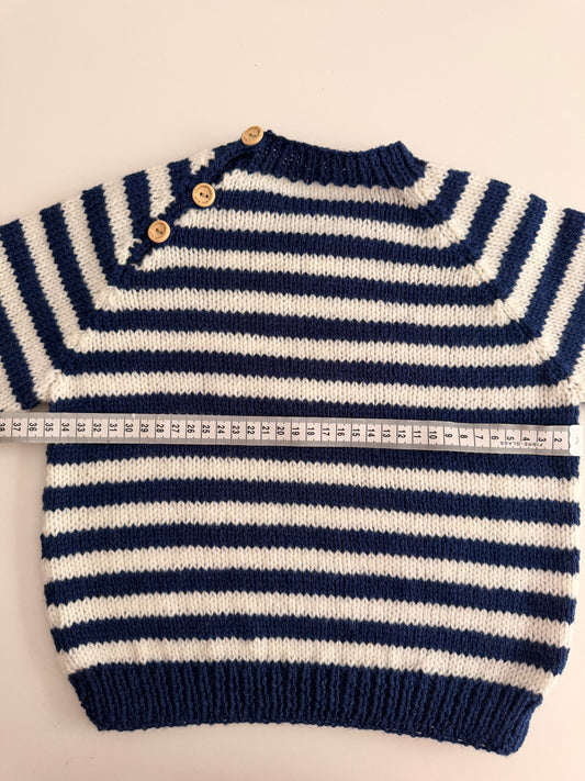2-3 years navy and cream stripe jumper