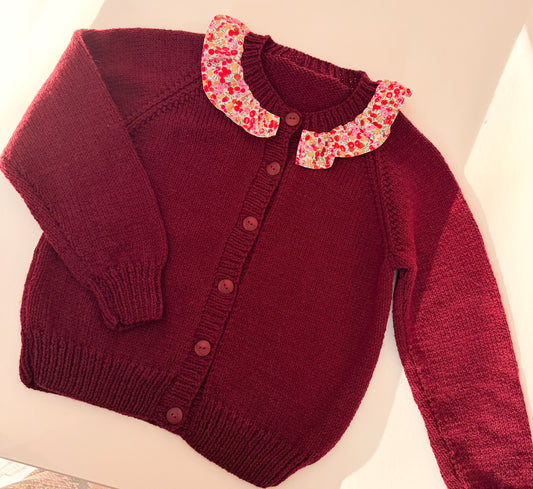 5-6 years burgundy cardigan with liberty collar