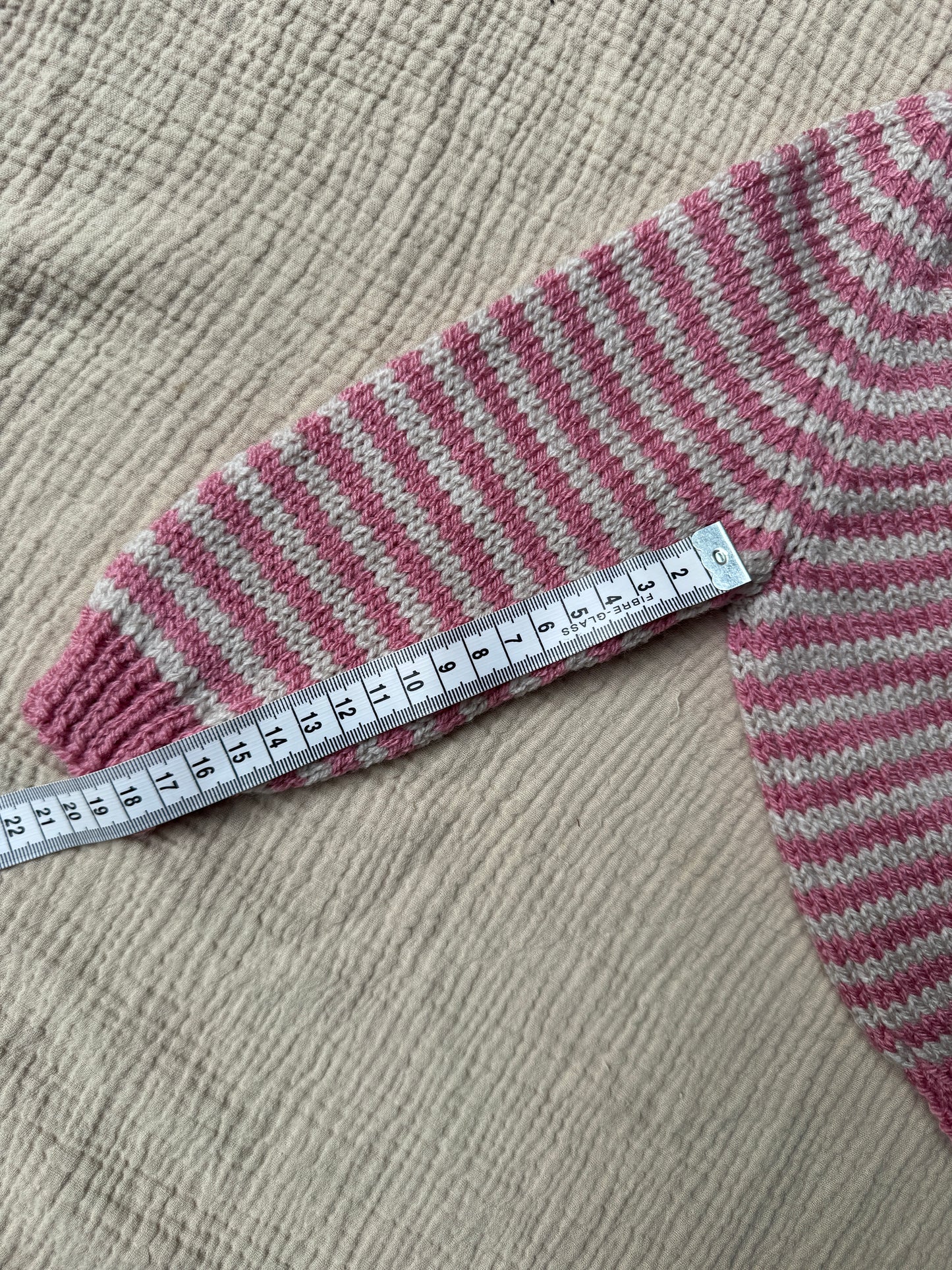 6-12months pale rose and parchment stripe cardigan