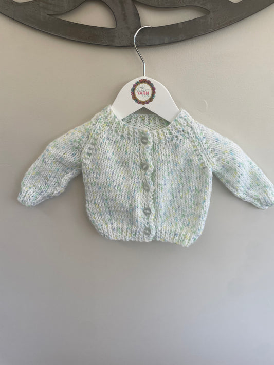 0-3 months white with flecks Cardigan with matching large jellycat jumper
