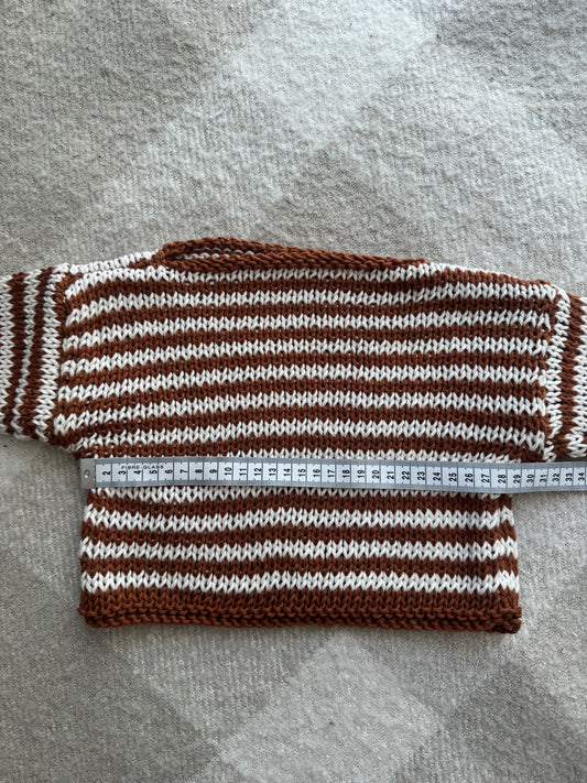 9-12m cream and brown cotton stripe jumper