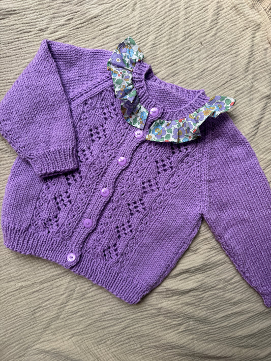 2-3 years lilac cardigan with liberty collar