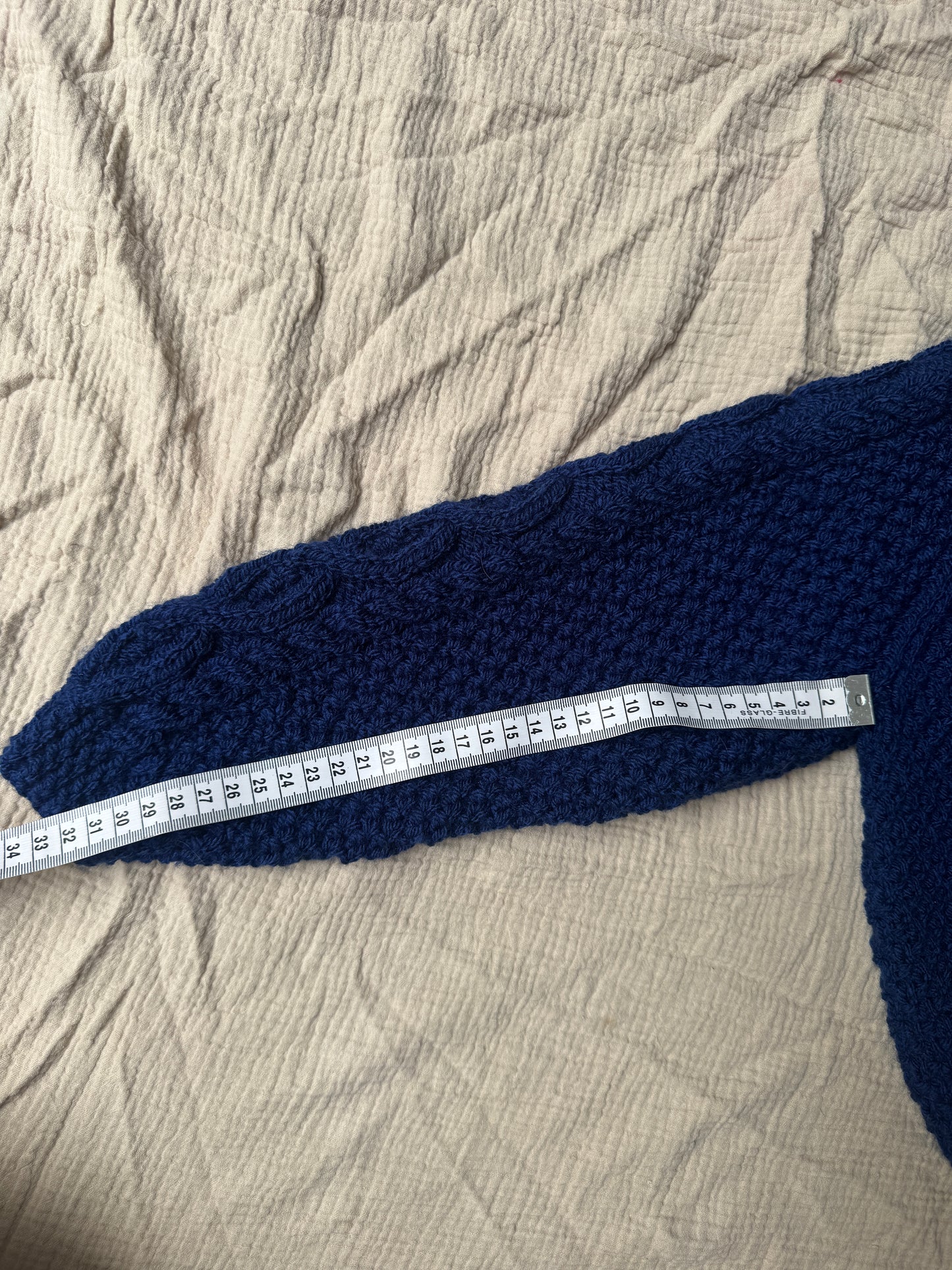 4-6 years royal blue Aran cardigan