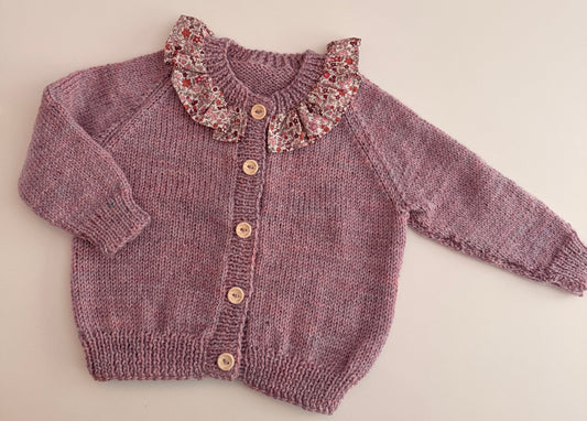 12-18m Heather cardigan with liberty collar