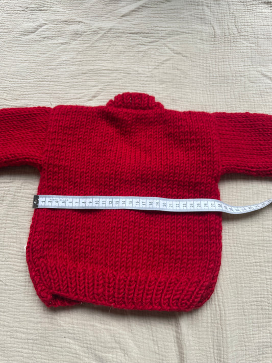 6-12m red cardigan with cream hearts