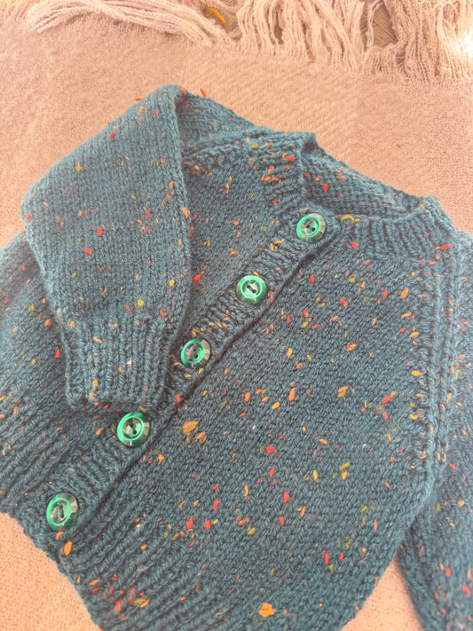 3-6m teal cardigan with flecks