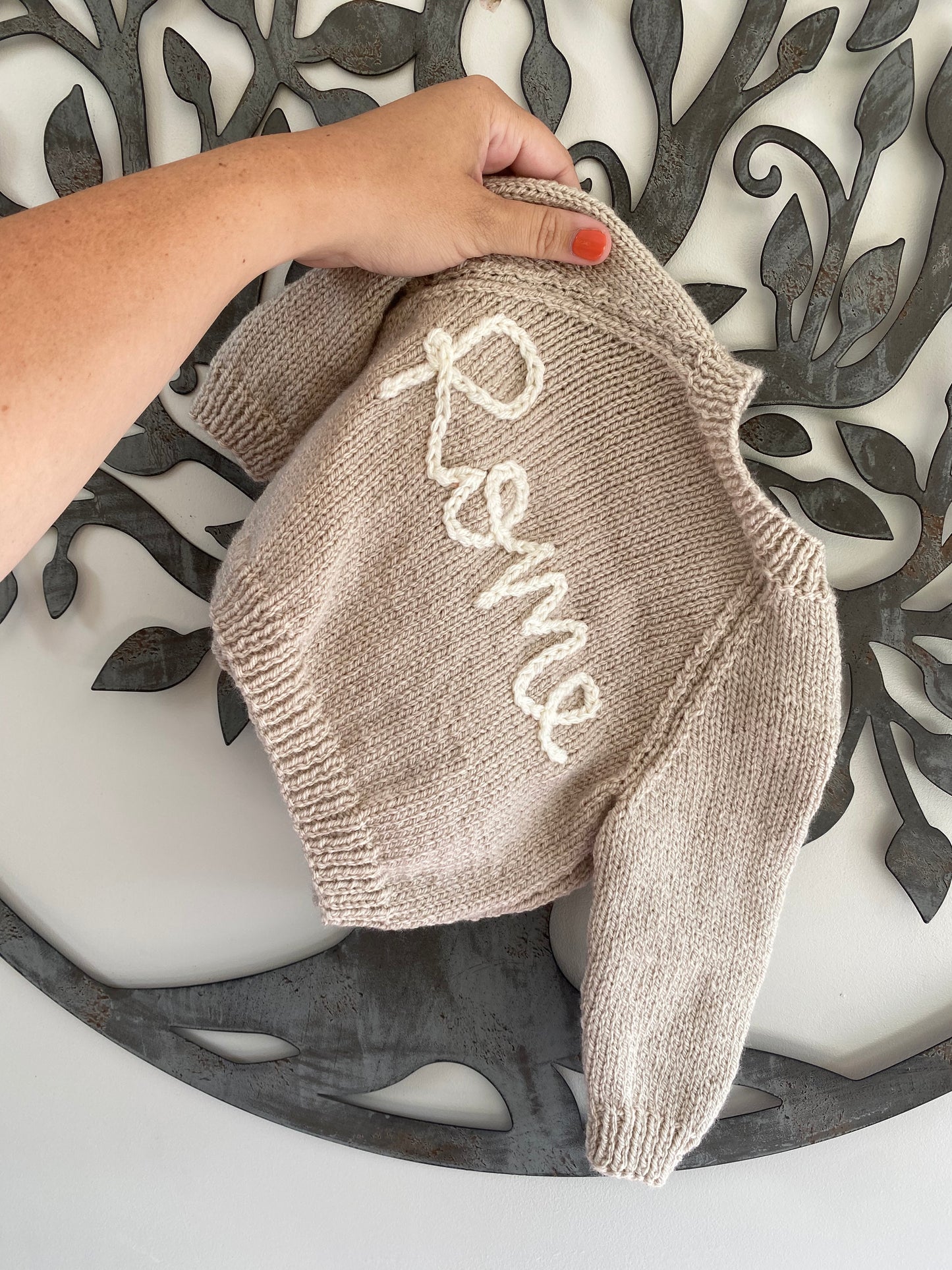 Knitted to order bow personalised cardigan/jumper