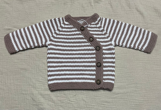0-3months brown striped cardigan with bonnet