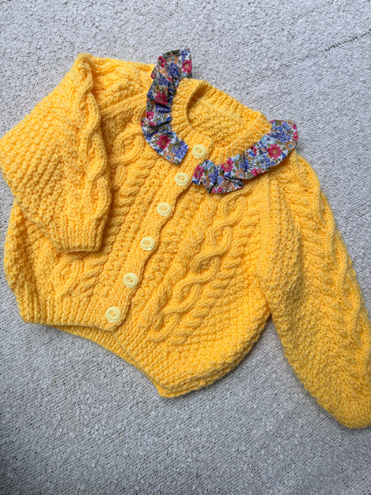 2-4 years daffodil Aran cardigan