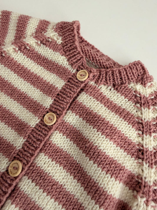 9-15 months dusky pink and cream cardigan
