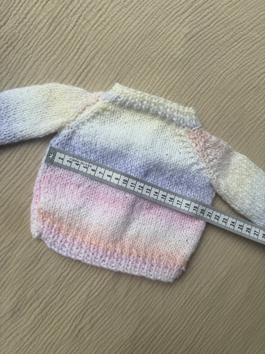 Small 0-3m pastel rainbow cardigan