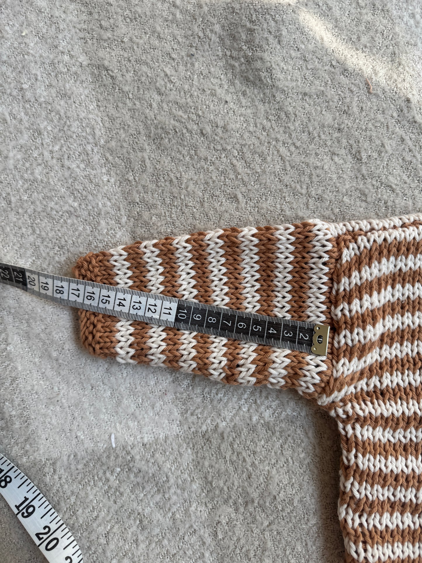 6-12 camel and cream cotton stripe jumper