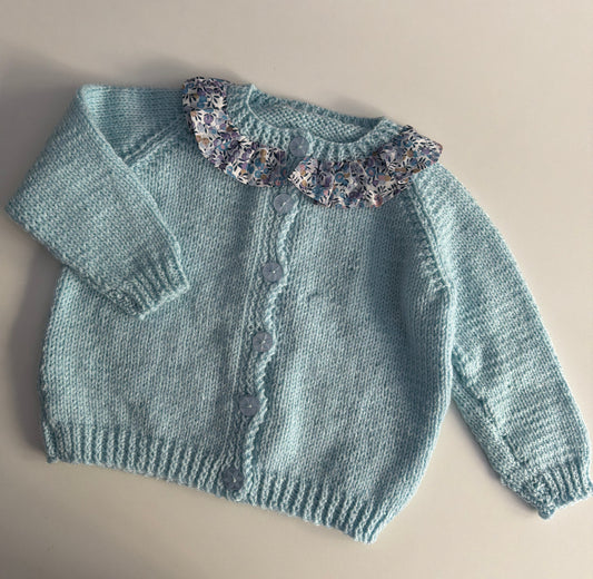 1-2 years cloud blue cardigan with liberty collar