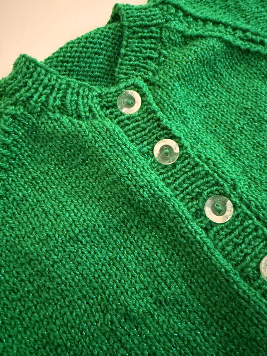 1-2 years green glitter cardigan (slight imperfection)