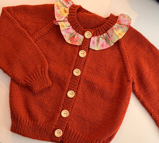 2-3 years copper cardigan with liberty collar
