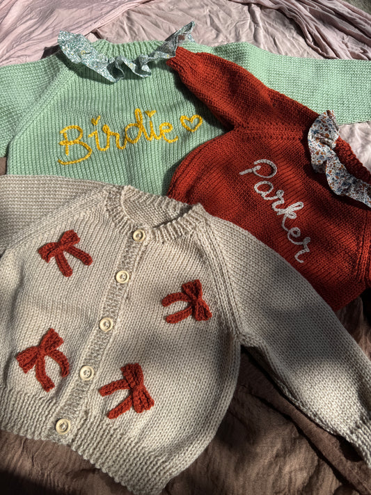 Knitted to order personalised cardigan/jumper