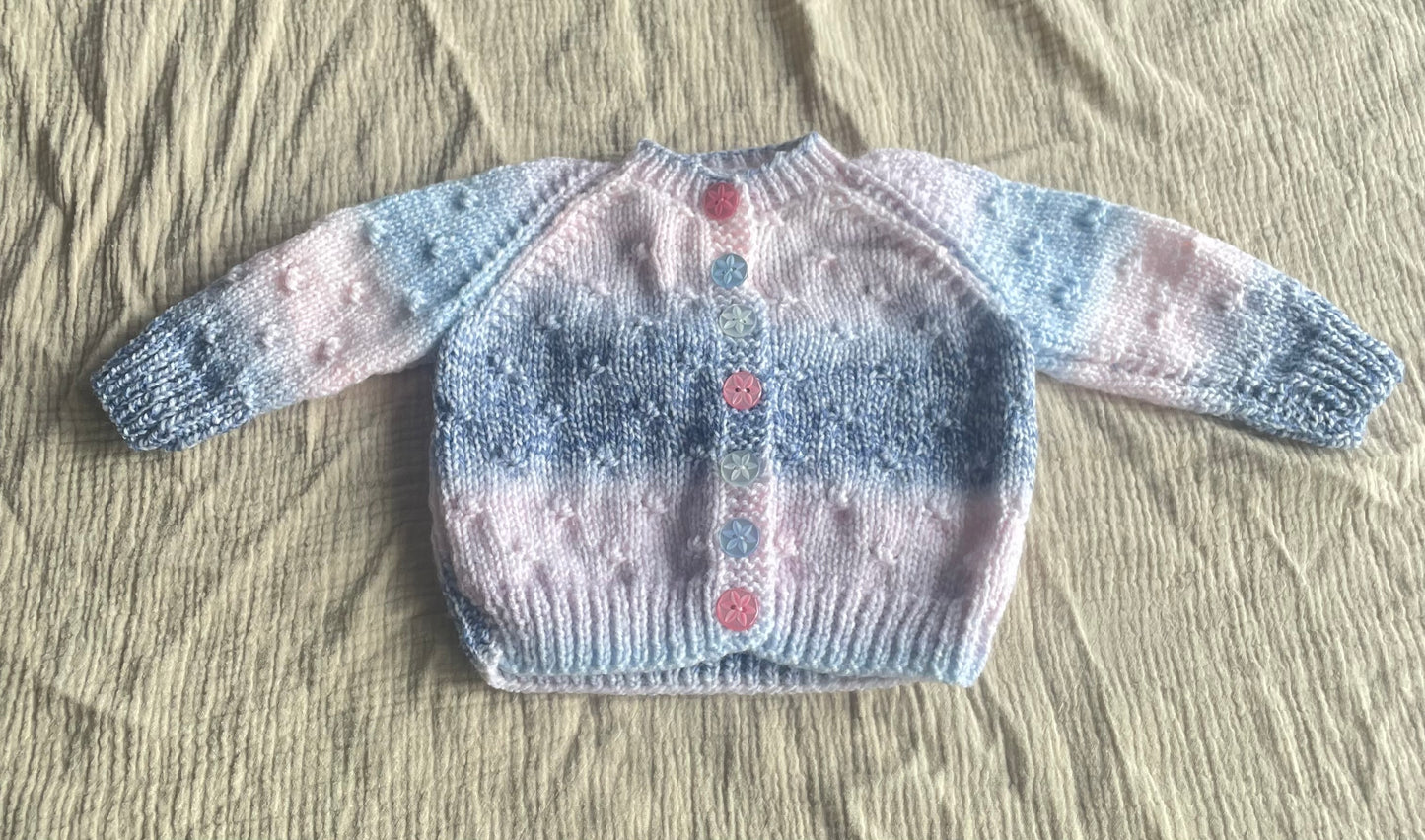 3-6m pink and blue ombré cardigan