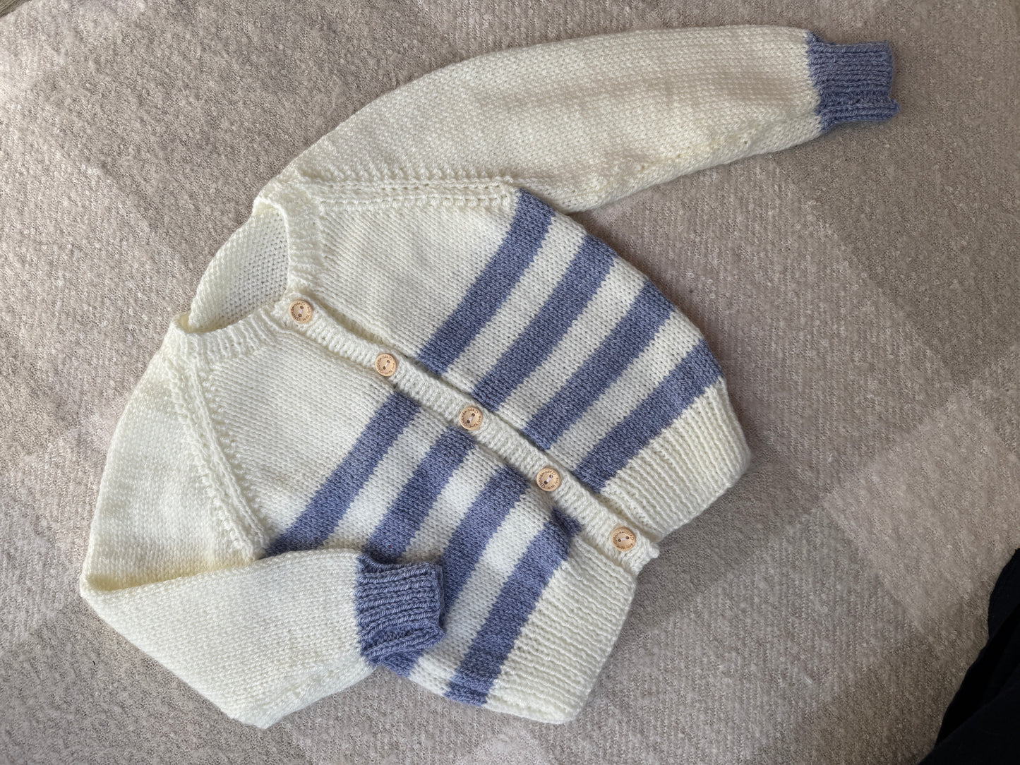 1-2 years blue & cream stripe cardigan