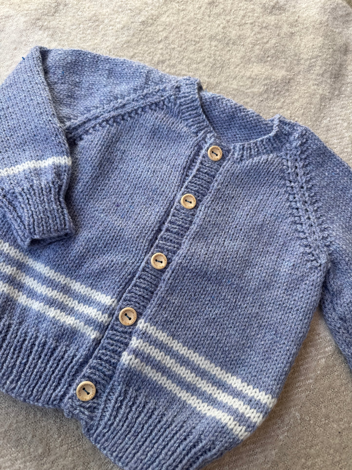 1-2 years blue & cream stripe cardigan