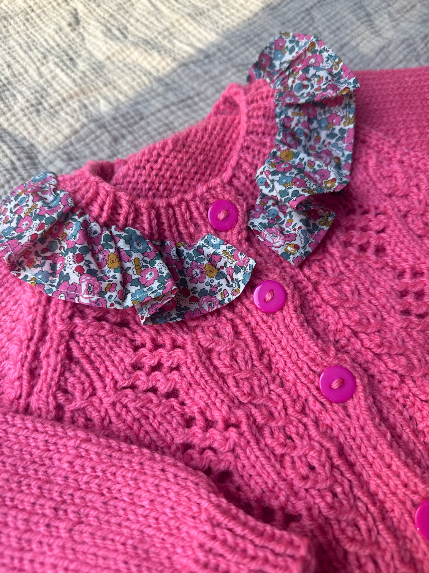 2-3 years pink lacey front with liberty collar cardigan