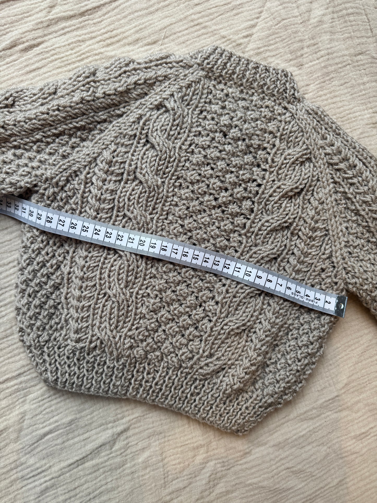 1-2 years parchment Aran cardigan