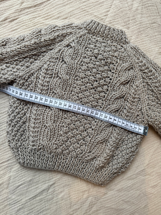 1-2 years parchment Aran cardigan