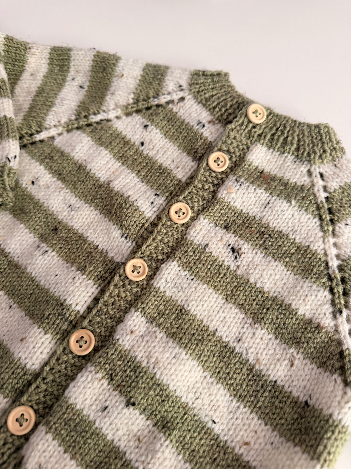 1-2 years green and cream fleck stripe cardigan