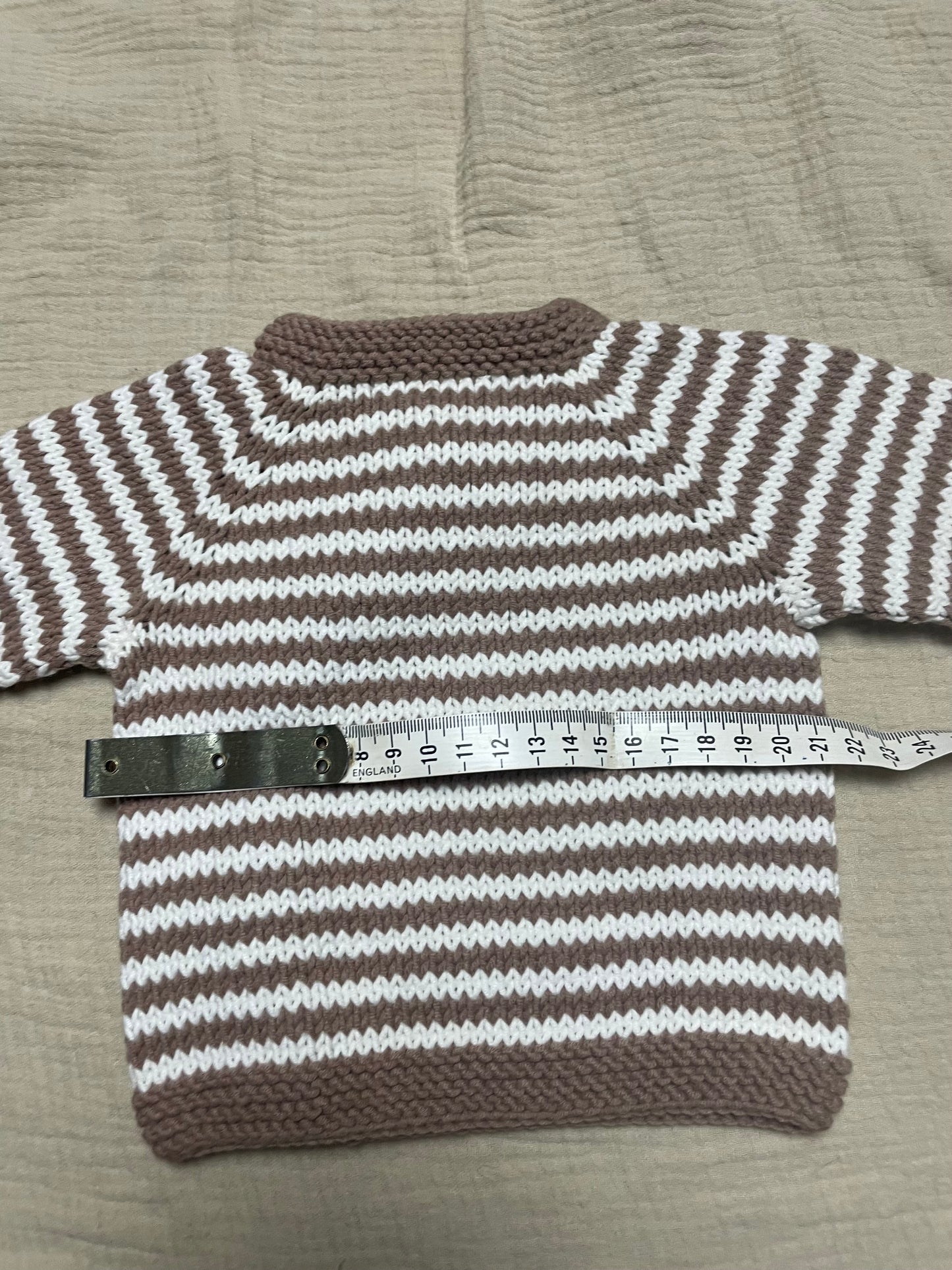0-3months brown striped cardigan with bonnet